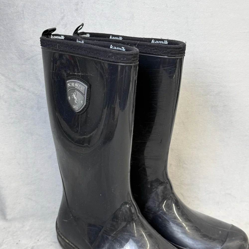 Kamik‎ Boots Mens Size 7 Black Rubber Waterproof Tall Rain Made In Canada